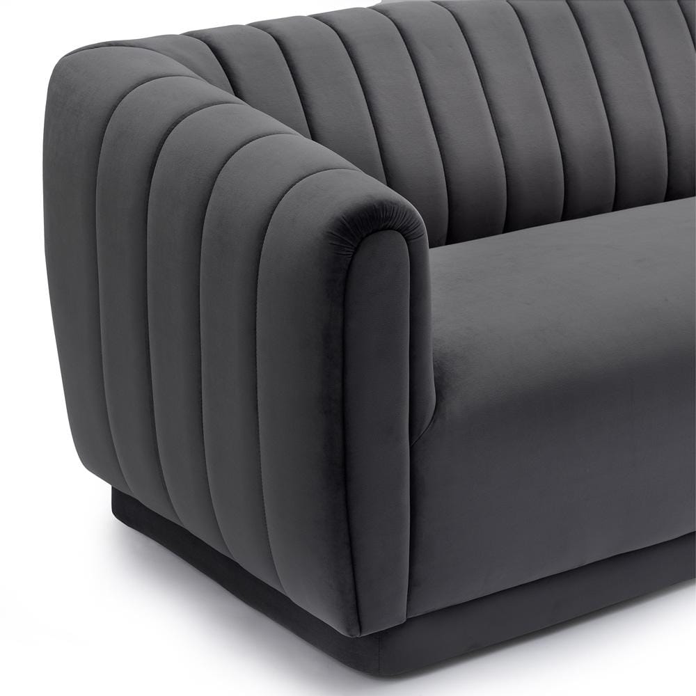 Armen Living - Kinsley Dark Gray Modern Velvet Sofa - LCKN3GREY veiw 4