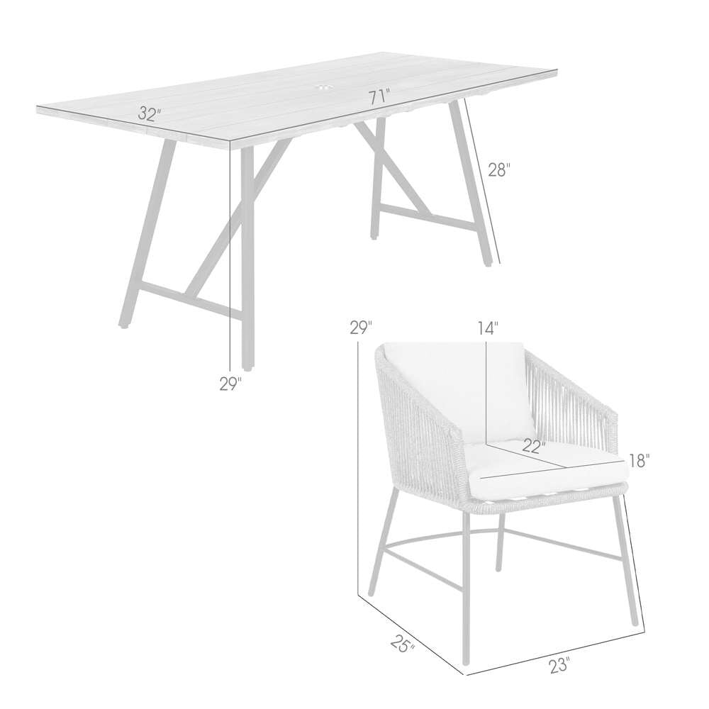 Armen Living - Koala and Calica 5 Piece Dining Set in Dark Eucalyptus and Metal with Grey Rope - 840254332355 veiw 8