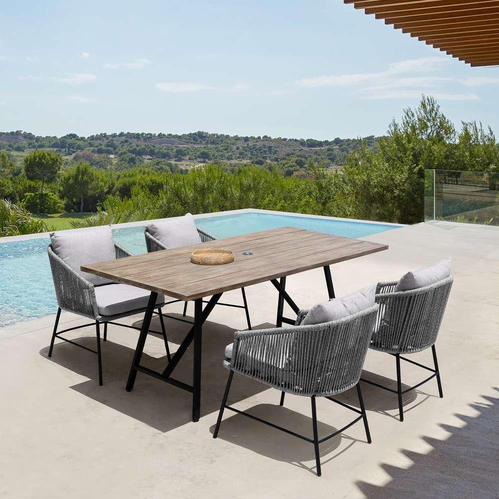 Armen Living - Koala and Calica 5 Piece Dining Set in Light Eucalyptus and Metal with Grey Rope - 840254332348 veiw 9