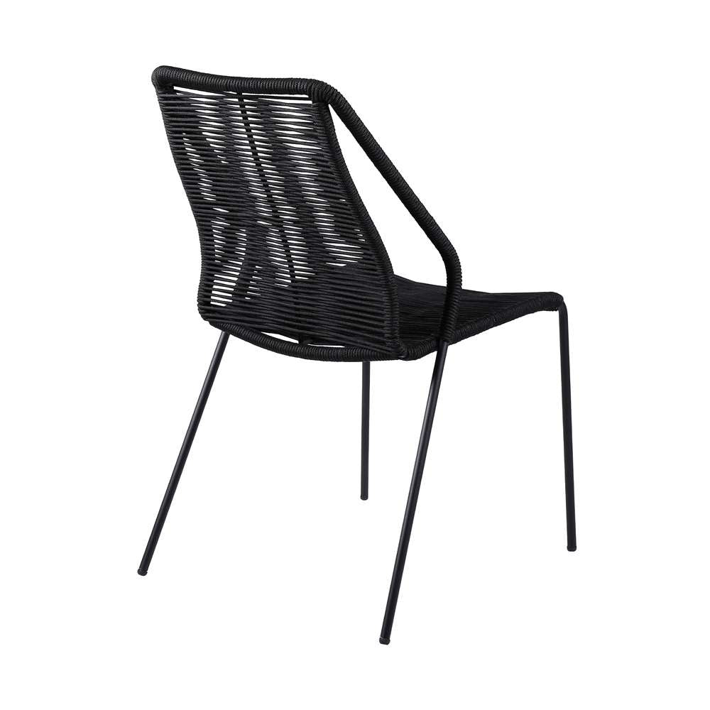 Armen Living - Koala and Clip 5 Piece Dining Set in Dark Eucalyptus Wood and Metal with Black Rope  - 840254332324 veiw 3