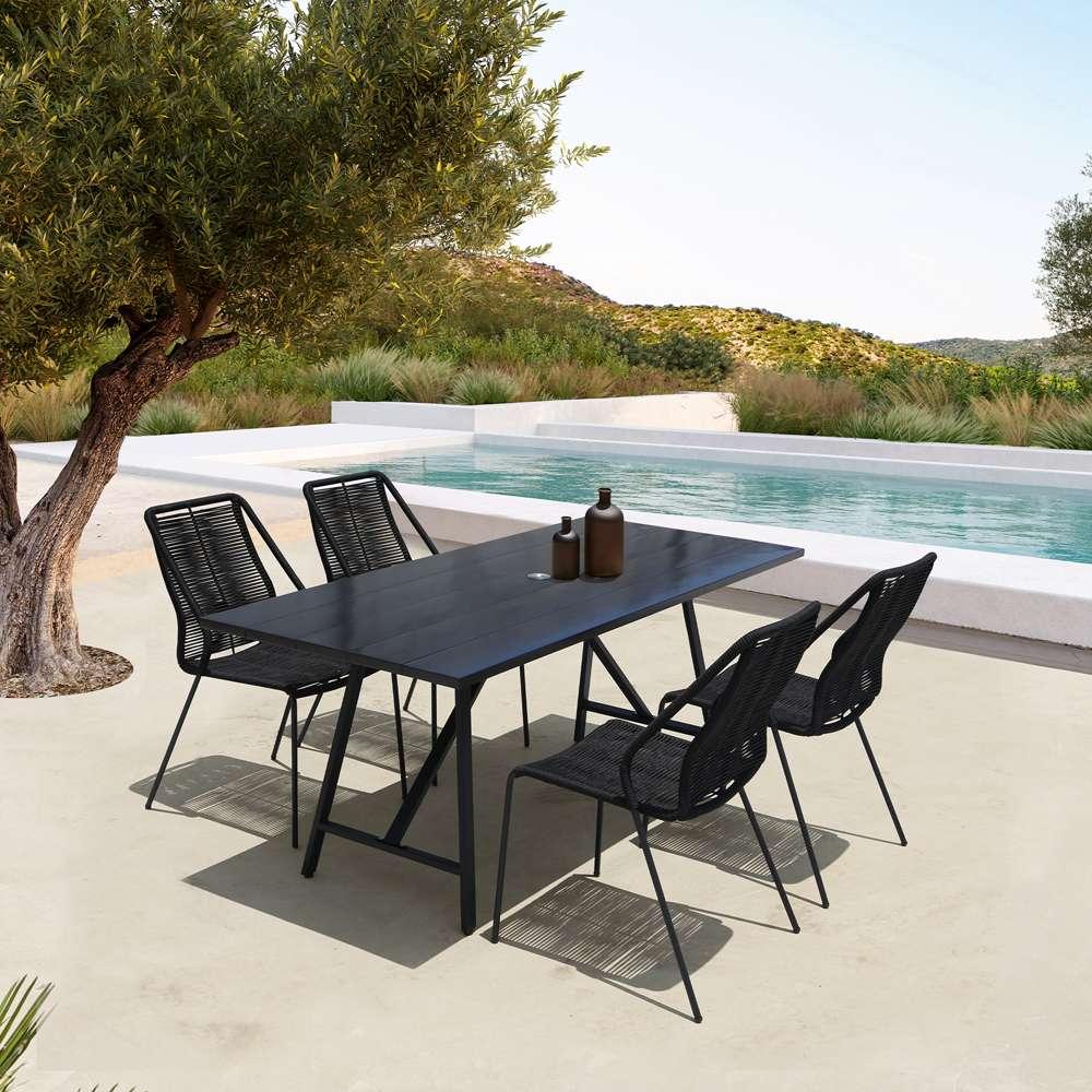 Armen Living - Koala and Clip 5 Piece Dining Set in Dark Eucalyptus Wood and Metal with Black Rope  - 840254332324 veiw 8