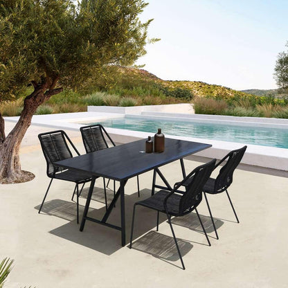 Armen Living - Koala and Clip 5 Piece Dining Set in Dark Eucalyptus Wood and Metal with Black Rope  - 840254332324 veiw 8