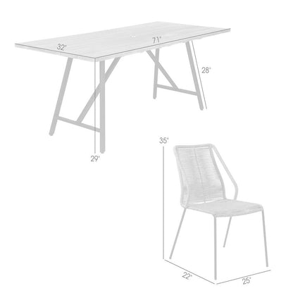 Armen Living - Koala and Clip 5 Piece Dining Set in Light Eucalyptus Wood and Metal with Grey Rope  - 840254332331 veiw 7