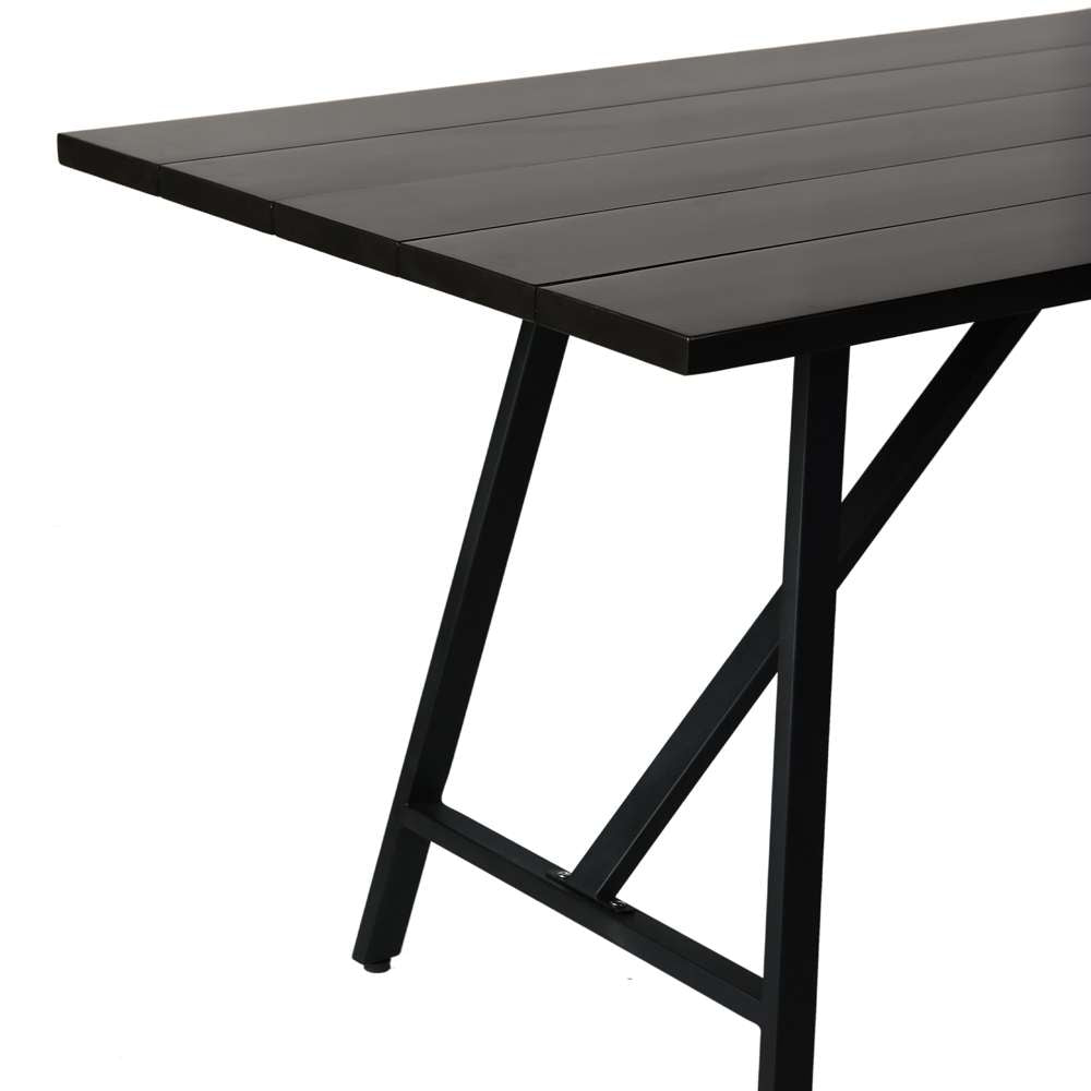 Armen Living - Koala Outdoor Patio Dark Eucalyptus Wood and Metal Rectangle Dining Table - 840254332317 veiw 3
