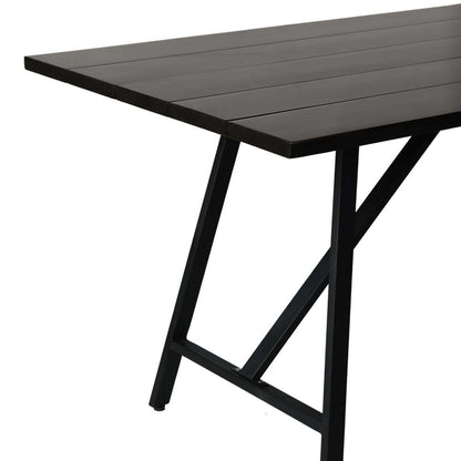 Armen Living - Koala Outdoor Patio Dark Eucalyptus Wood and Metal Rectangle Dining Table - 840254332317 veiw 3