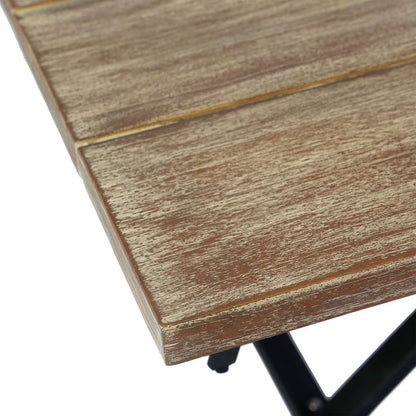 Armen Living - Koala Outdoor Patio Light Eucalyptus Wood and Metal Rectangle Dining Table - 840254332300 veiw 3