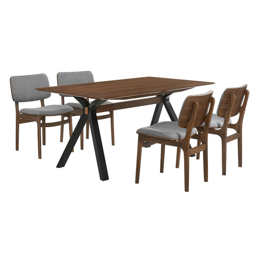 Armen Living - Laredo and Lima 5 Piece Walnut Rectangular Dining Set - SETLRDIWA5D veiw 1