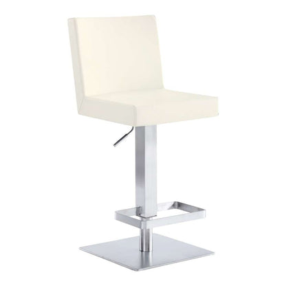 Armen Living - Legacy Adjustable Height Swivel White Faux Leather and Brushed Stainless Steel Bar Stool - LCLGSWBABSWH veiw 1