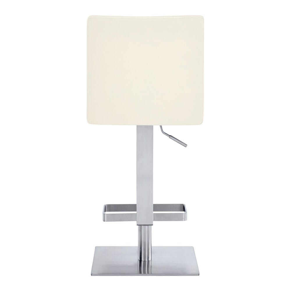 Armen Living - Legacy Adjustable Height Swivel White Faux Leather and Brushed Stainless Steel Bar Stool - LCLGSWBABSWH veiw 2