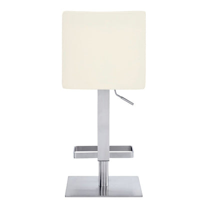 Armen Living - Legacy Adjustable Height Swivel White Faux Leather and Brushed Stainless Steel Bar Stool - LCLGSWBABSWH veiw 2