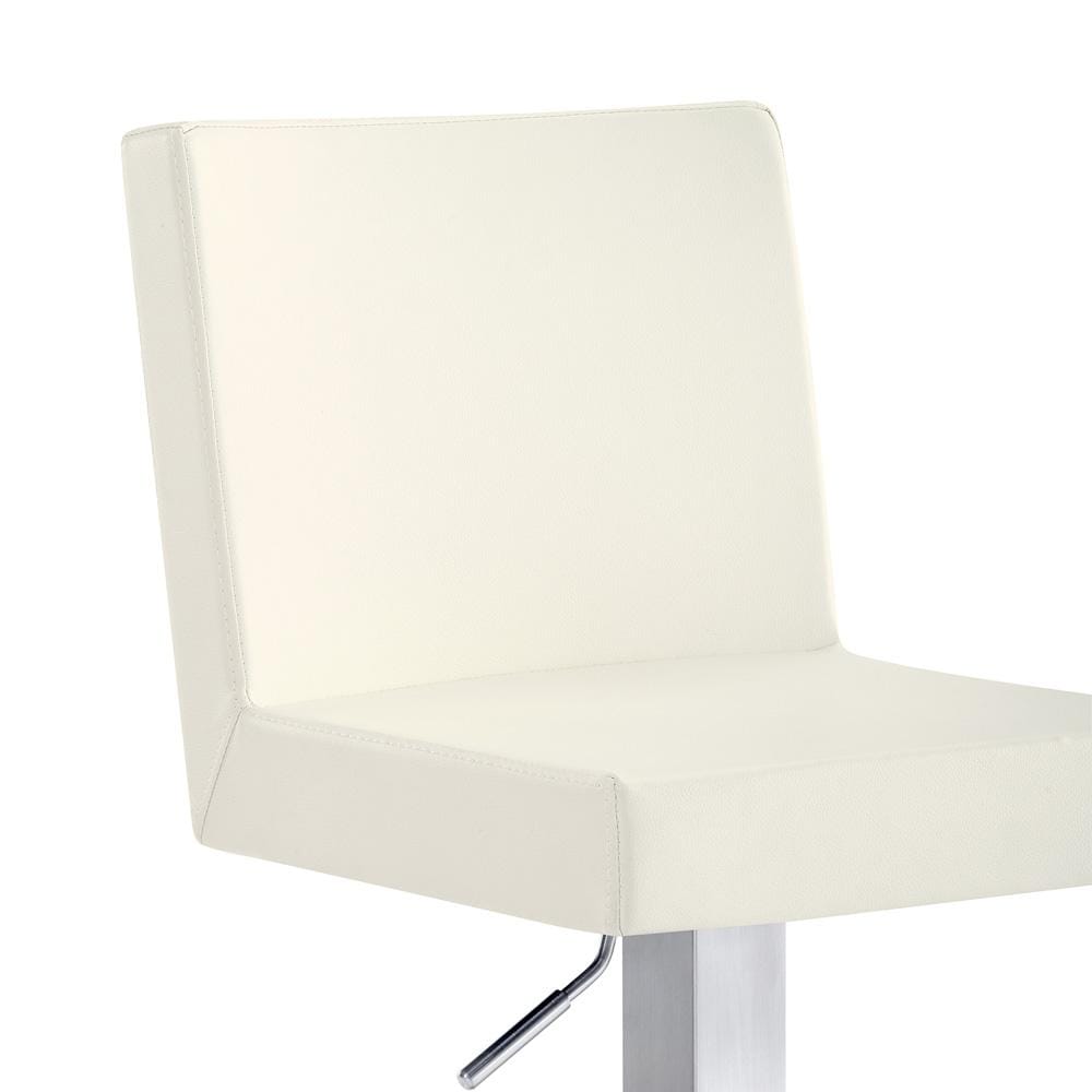 Armen Living - Legacy Adjustable Height Swivel White Faux Leather and Brushed Stainless Steel Bar Stool - LCLGSWBABSWH veiw 3