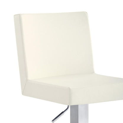 Armen Living - Legacy Adjustable Height Swivel White Faux Leather and Brushed Stainless Steel Bar Stool - LCLGSWBABSWH veiw 3