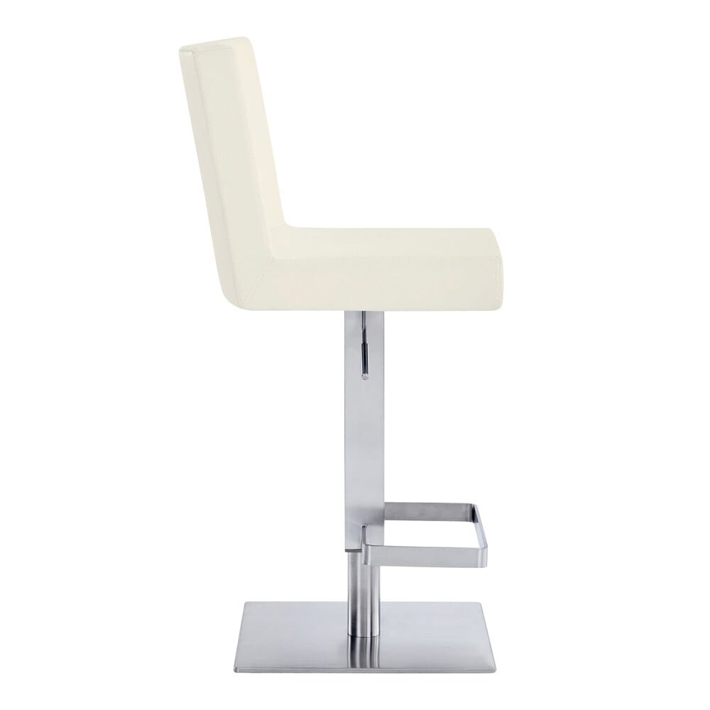 Armen Living - Legacy Adjustable Height Swivel White Faux Leather and Brushed Stainless Steel Bar Stool - LCLGSWBABSWH veiw 5
