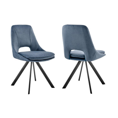 Armen Living - Lexi Dining Room Accent Chair in Blue Velvet and Black Finish (Set of 2) - LCLESIBLU veiw 1