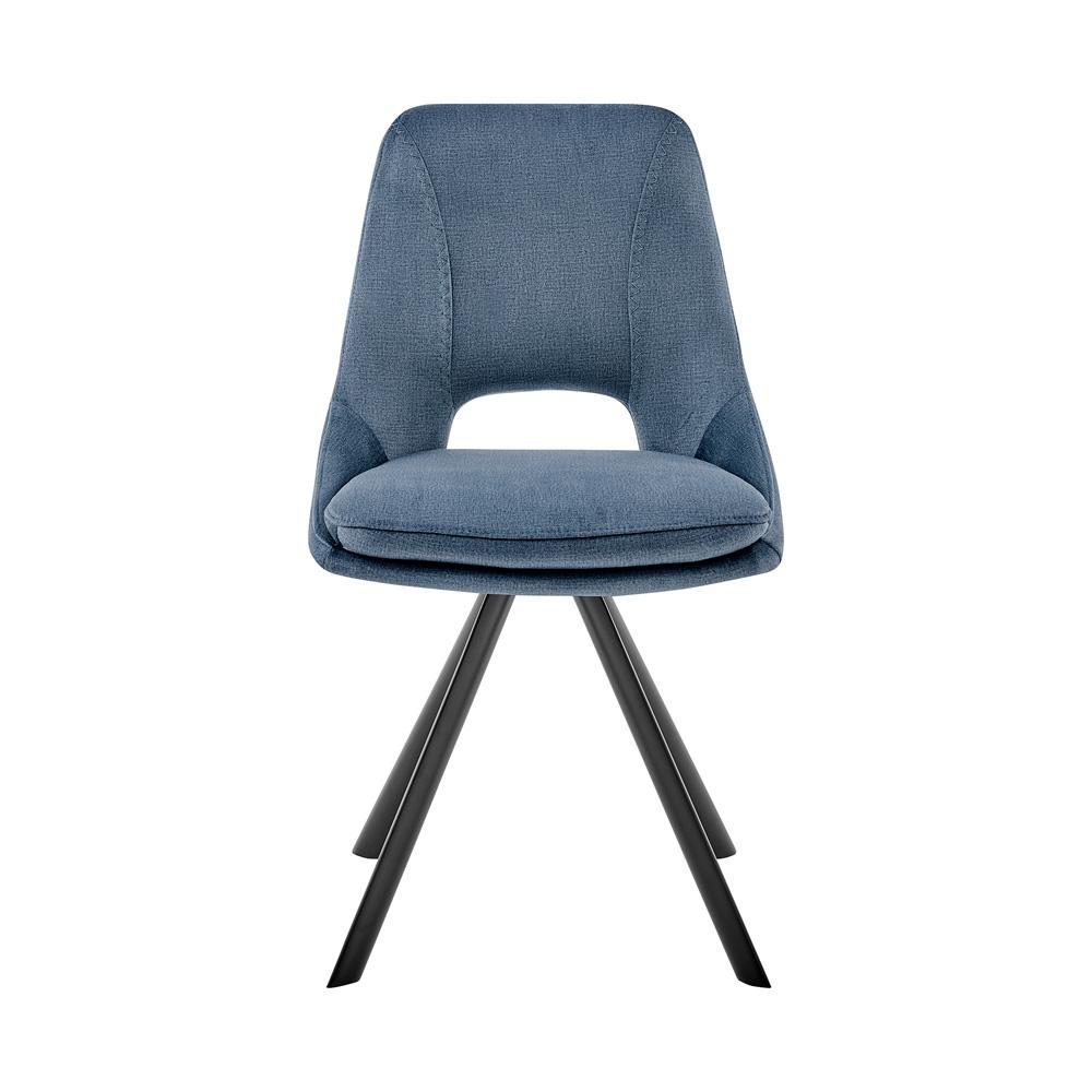 Armen Living - Lexi Dining Room Accent Chair in Blue Velvet and Black Finish (Set of 2) - LCLESIBLU veiw 2