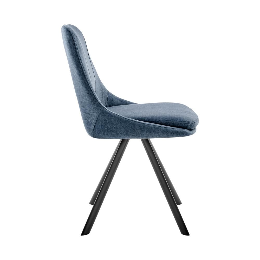 Armen Living - Lexi Dining Room Accent Chair in Blue Velvet and Black Finish (Set of 2) - LCLESIBLU veiw 3
