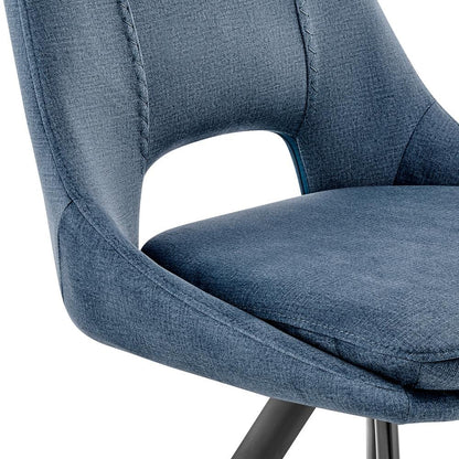 Armen Living - Lexi Dining Room Accent Chair in Blue Velvet and Black Finish (Set of 2) - LCLESIBLU veiw 7