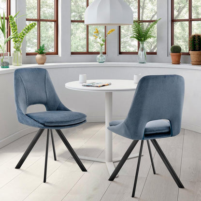 Armen Living - Lexi Dining Room Accent Chair in Blue Velvet and Black Finish (Set of 2) - LCLESIBLU veiw 8