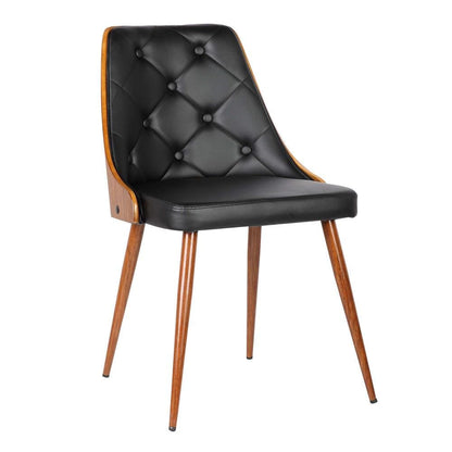 Armen Living - Lily Mid-Century Dining Chair in Walnut Finish and Black Faux Leather - LCLLSIWABL veiw 1