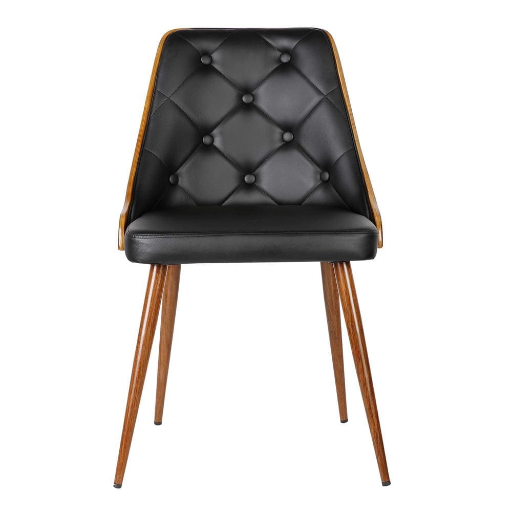 Armen Living - Lily Mid-Century Dining Chair in Walnut Finish and Black Faux Leather - LCLLSIWABL veiw 2
