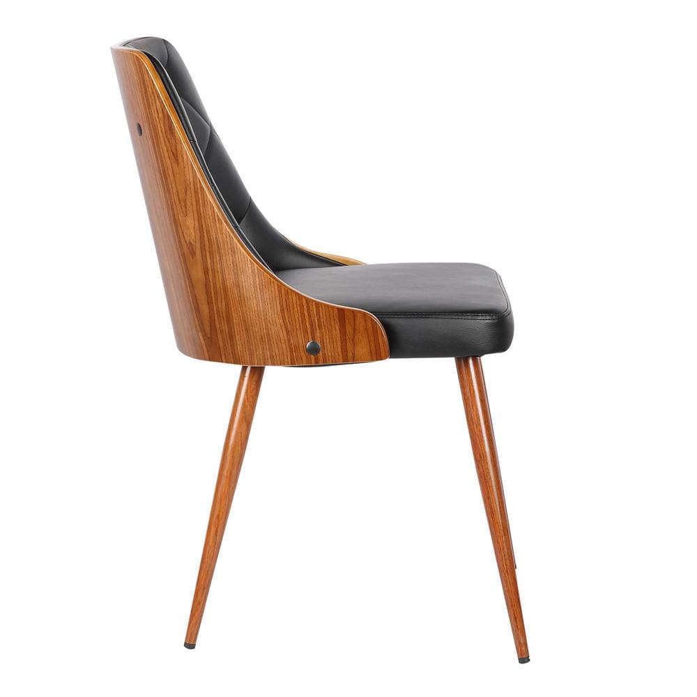 Armen Living - Lily Mid-Century Dining Chair in Walnut Finish and Black Faux Leather - LCLLSIWABL veiw 3