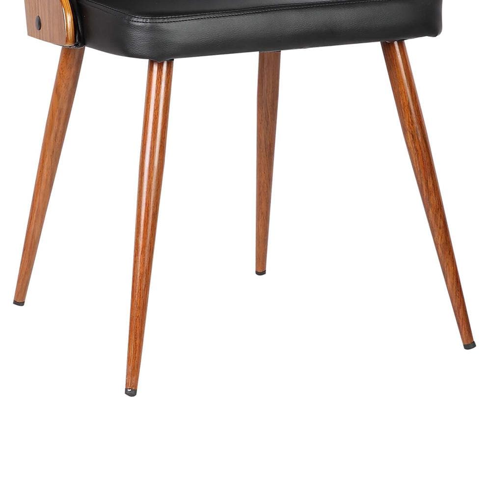 Armen Living - Lily Mid-Century Dining Chair in Walnut Finish and Black Faux Leather - LCLLSIWABL veiw 7