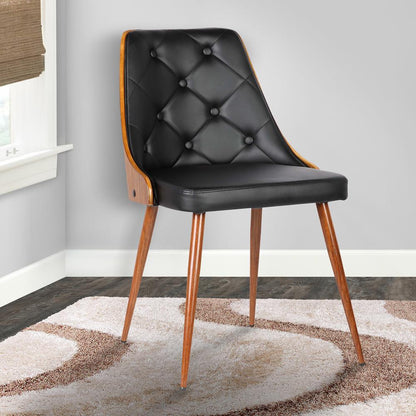 Armen Living - Lily Mid-Century Dining Chair in Walnut Finish and Black Faux Leather - LCLLSIWABL veiw 8