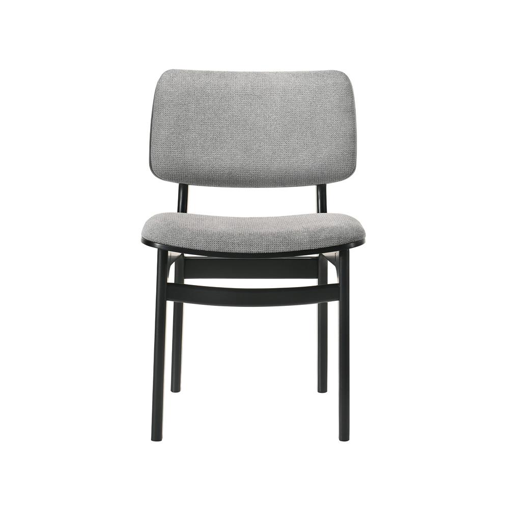 Armen Living Lima Gray Upholstered Wood Dining Chairs in Black Finish