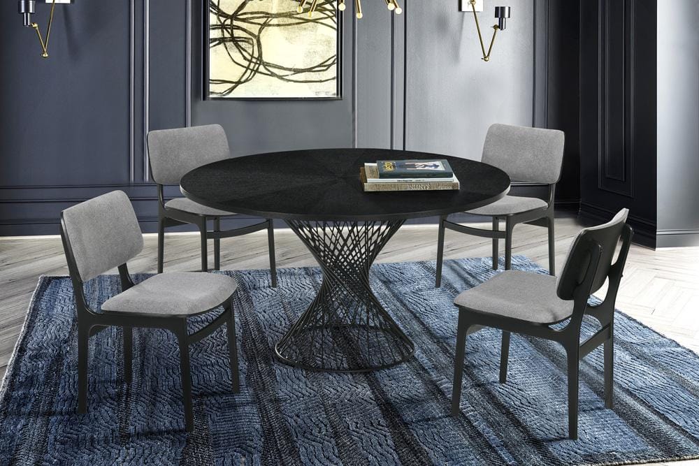 Armen Living - Lima Gray Upholstered Wood Dining Chairs in Black Finish (Set of 2) - LCLMSIGRBL veiw 5