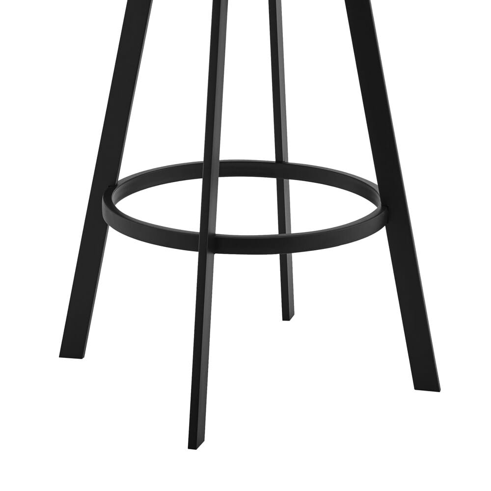 Armen Living - Livingston 26in Gray Faux Leather and Black Metal Swivel Bar Stool - LCLVBABLGR26 veiw 6