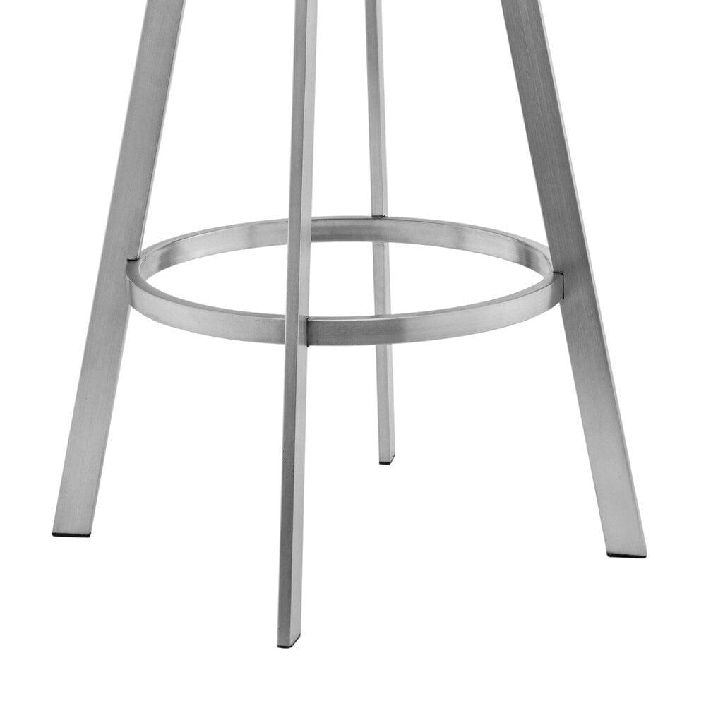 Armen Living - Livingston 26in Gray Faux Leather and Brushed Stainless Steel Swivel Bar Stool - LCLVBABSGR26 veiw 6