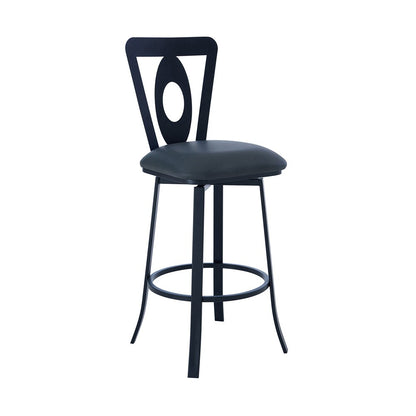 Armen Living - Lola Contemporary 30in Bar Height Barstool in Matte Black Finish and Gray Faux Leather - LCLLBAMBGR30 veiw 1