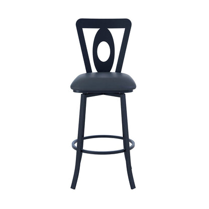 Armen Living - Lola Contemporary 30in Bar Height Barstool in Matte Black Finish and Gray Faux Leather - LCLLBAMBGR30 veiw 2