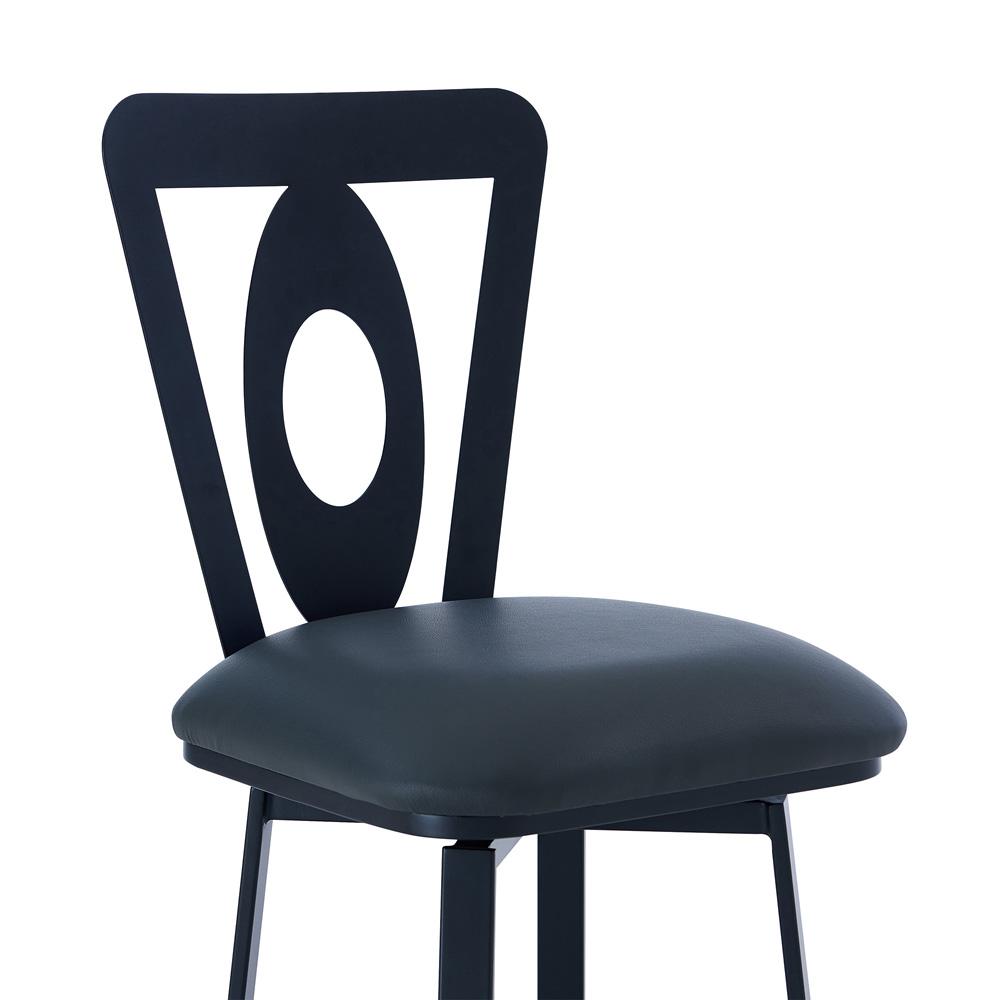 Armen Living - Lola Contemporary 30in Bar Height Barstool in Matte Black Finish and Gray Faux Leather - LCLLBAMBGR30 veiw 4