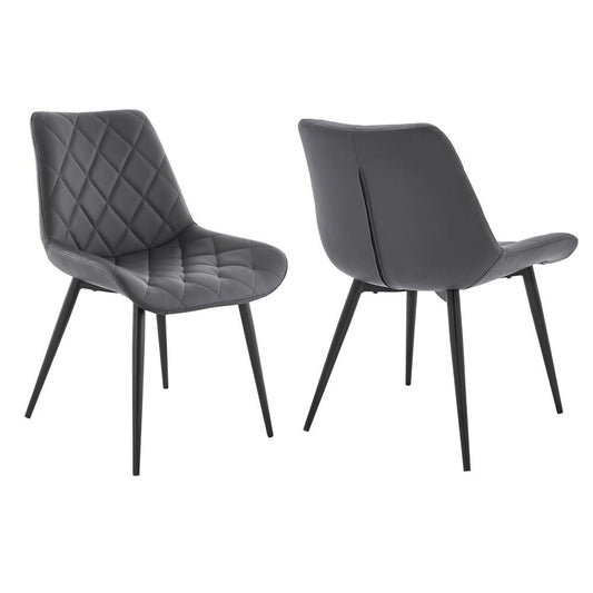 Armen Living - Loralie Gray Faux Leather and Black Metal Dining Chairs (Set of 2) - LCLRSIBLGR veiw 1