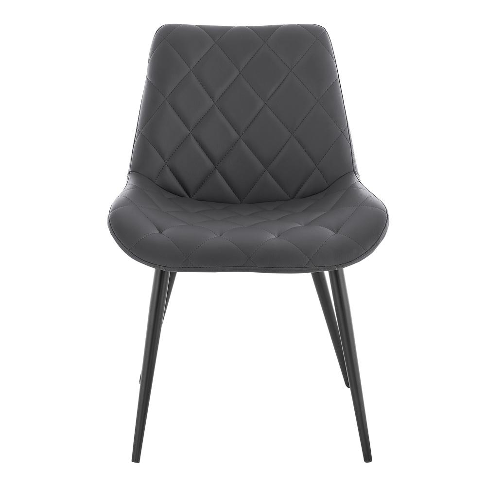 Armen Living - Loralie Gray Faux Leather and Black Metal Dining Chairs (Set of 2) - LCLRSIBLGR veiw 3