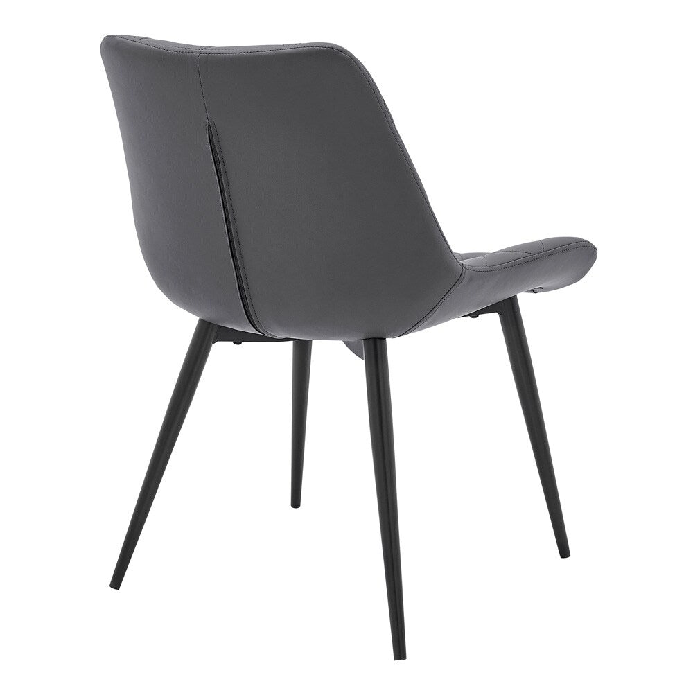 Armen Living - Loralie Gray Faux Leather and Black Metal Dining Chairs (Set of 2) - LCLRSIBLGR veiw 4