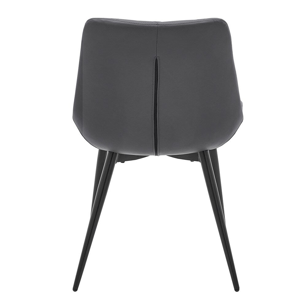 Armen Living - Loralie Gray Faux Leather and Black Metal Dining Chairs (Set of 2) - LCLRSIBLGR veiw 5