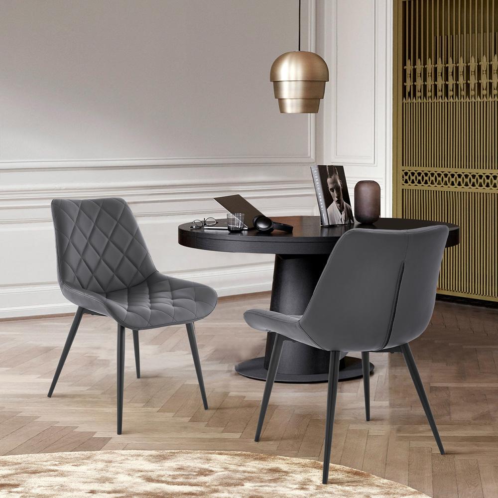Armen Living - Loralie Gray Faux Leather and Black Metal Dining Chairs (Set of 2) - LCLRSIBLGR veiw 7