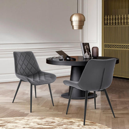 Armen Living - Loralie Gray Faux Leather and Black Metal Dining Chairs (Set of 2) - LCLRSIBLGR veiw 7