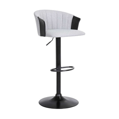 Armen Living  - Lydia Adjustable Black Wood Bar Stool in Light Grey Fabric with Black Metal - LCLYBABLKLTGR veiw 1