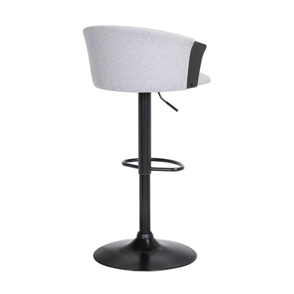Armen Living  - Lydia Adjustable Black Wood Bar Stool in Light Grey Fabric with Black Metal - LCLYBABLKLTGR veiw 4