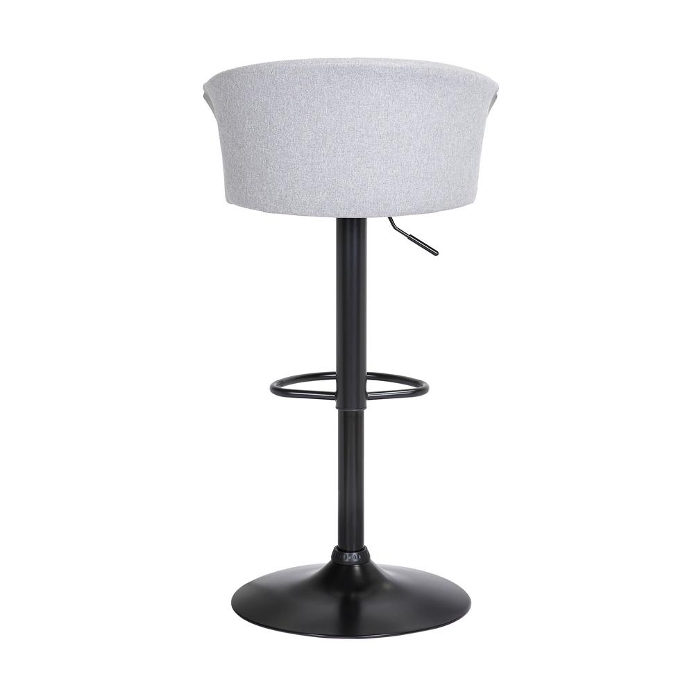 Armen Living  - Lydia Adjustable Black Wood Bar Stool in Light Grey Fabric with Black Metal - LCLYBABLKLTGR veiw 5