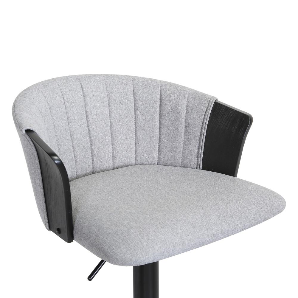 Armen Living  - Lydia Adjustable Black Wood Bar Stool in Light Grey Fabric with Black Metal - LCLYBABLKLTGR veiw 6