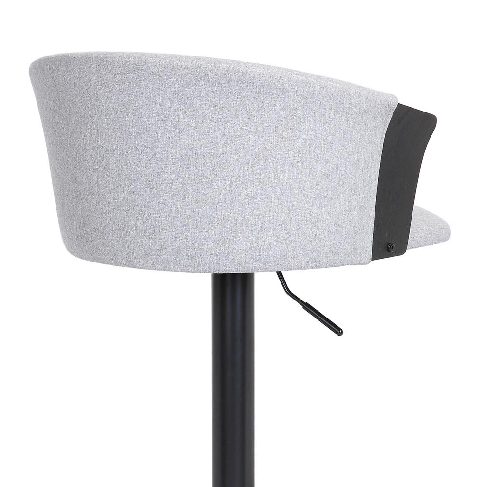 Armen Living  - Lydia Adjustable Black Wood Bar Stool in Light Grey Fabric with Black Metal - LCLYBABLKLTGR veiw 7