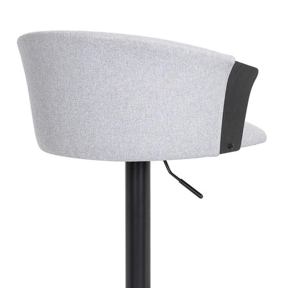 Armen Living  - Lydia Adjustable Black Wood Bar Stool in Light Grey Fabric with Black Metal - LCLYBABLKLTGR veiw 7