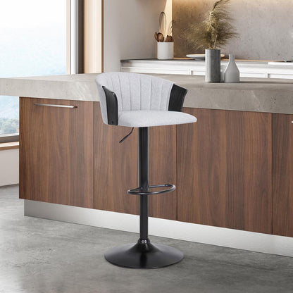 Armen Living  - Lydia Adjustable Black Wood Bar Stool in Light Grey Fabric with Black Metal - LCLYBABLKLTGR veiw 9
