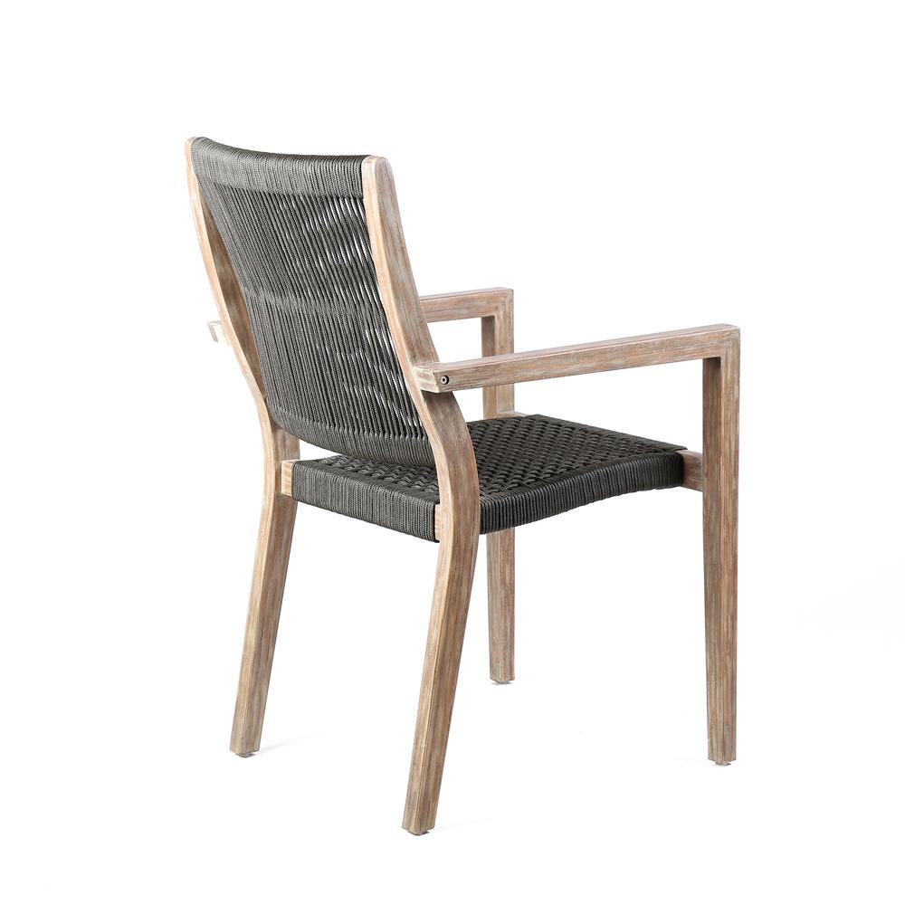 Armen Living - Madsen Outdoor Eucalyptus Wood and Charcoal Rope Dining Chairs with Grey Teak Finish (Set of 2) - LCMASICHEU veiw 4