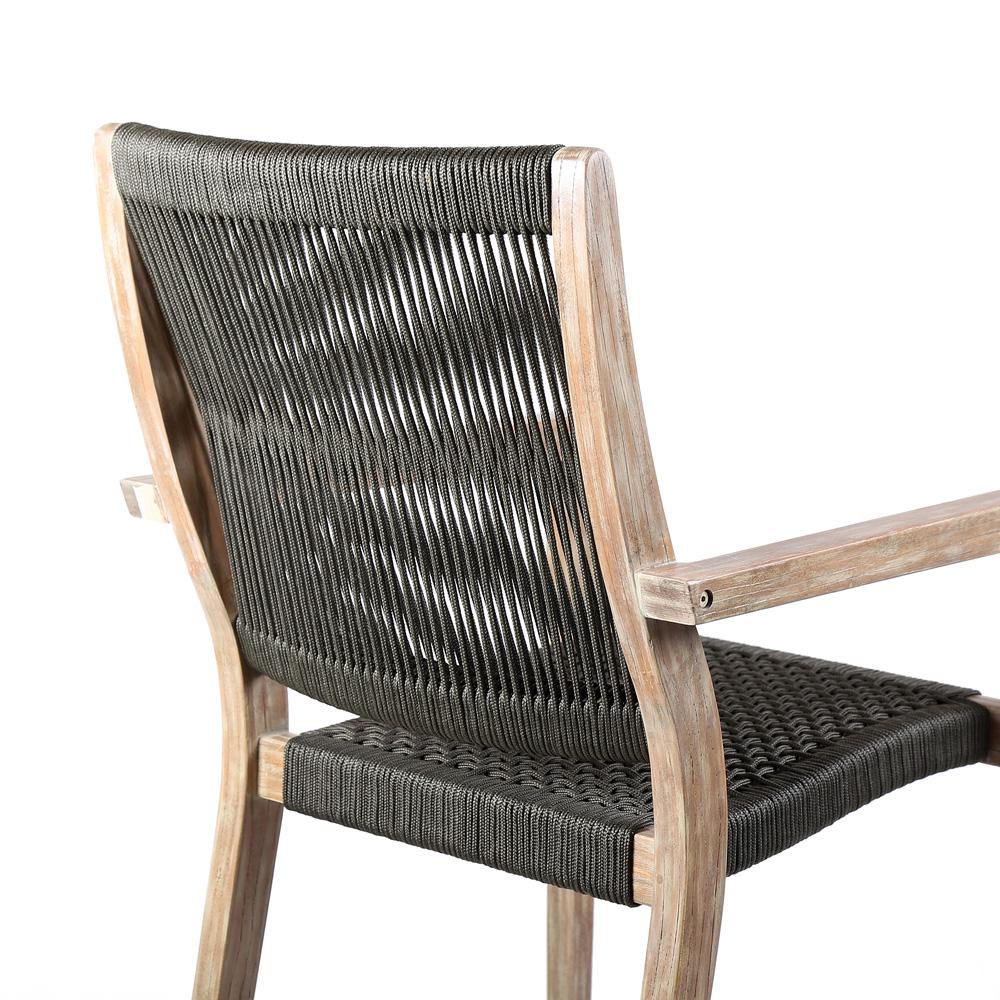 Armen Living - Madsen Outdoor Eucalyptus Wood and Charcoal Rope Dining Chairs with Grey Teak Finish (Set of 2) - LCMASICHEU veiw 6
