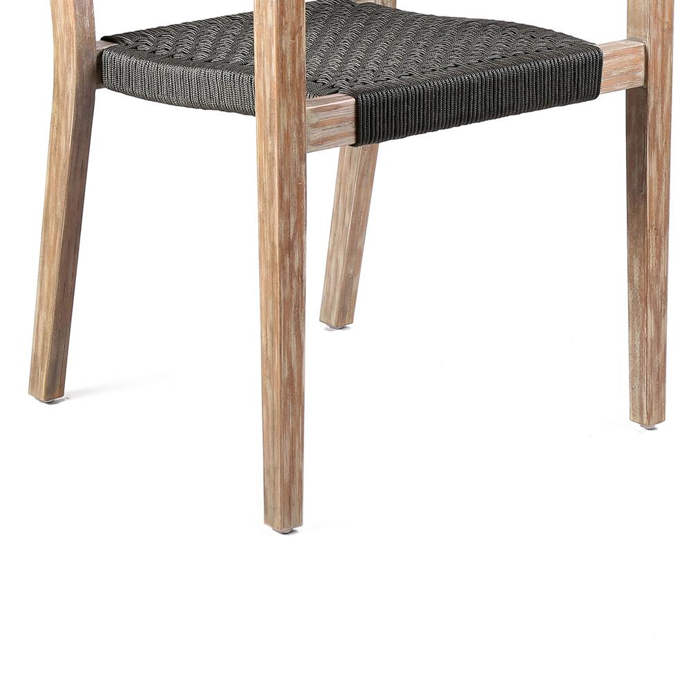 Armen Living - Madsen Outdoor Eucalyptus Wood and Charcoal Rope Dining Chairs with Grey Teak Finish (Set of 2) - LCMASICHEU veiw 7